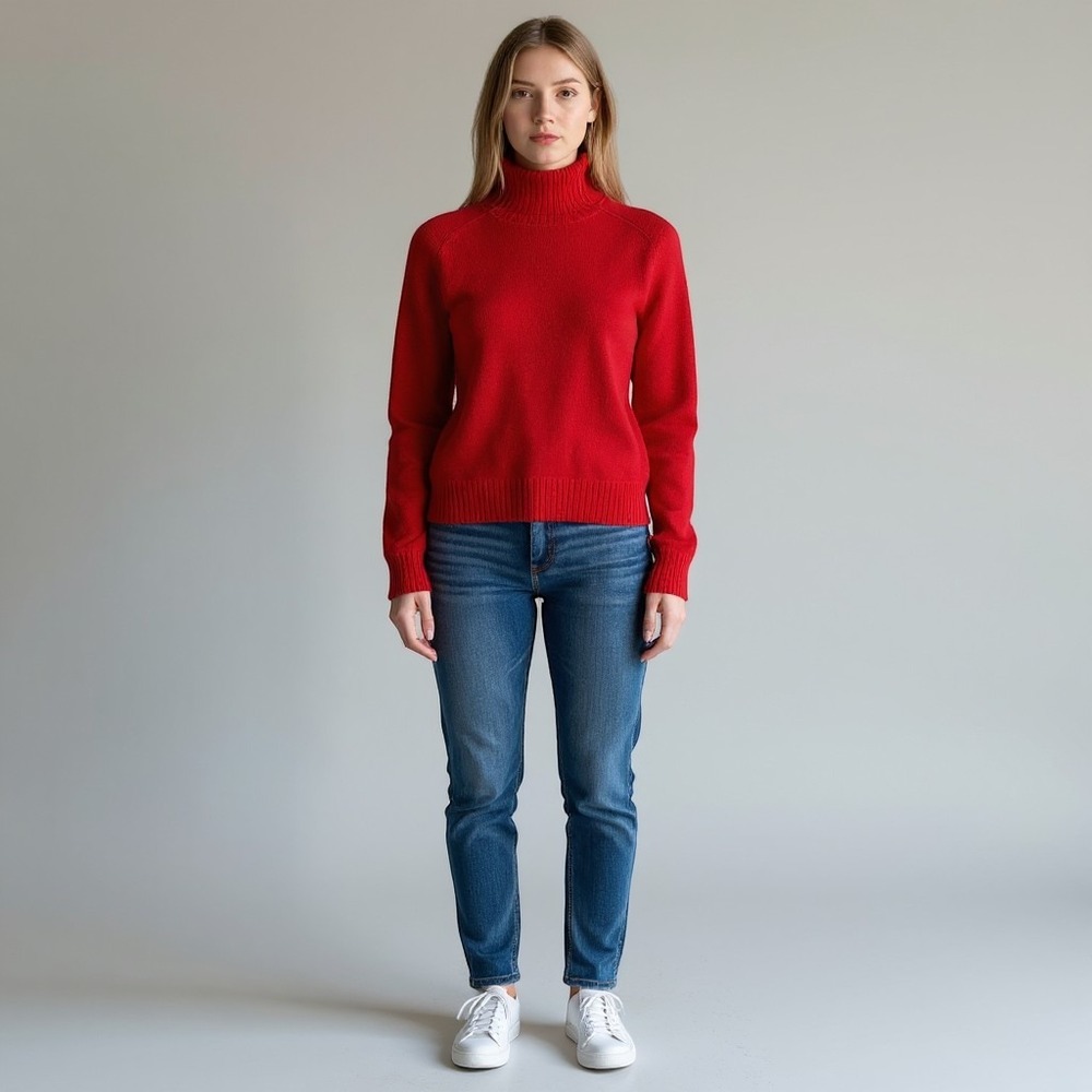 Free Assembly Womens Red Rocket Ribbed Turtleneck Sweater Size‎ L 12-14 - NWT